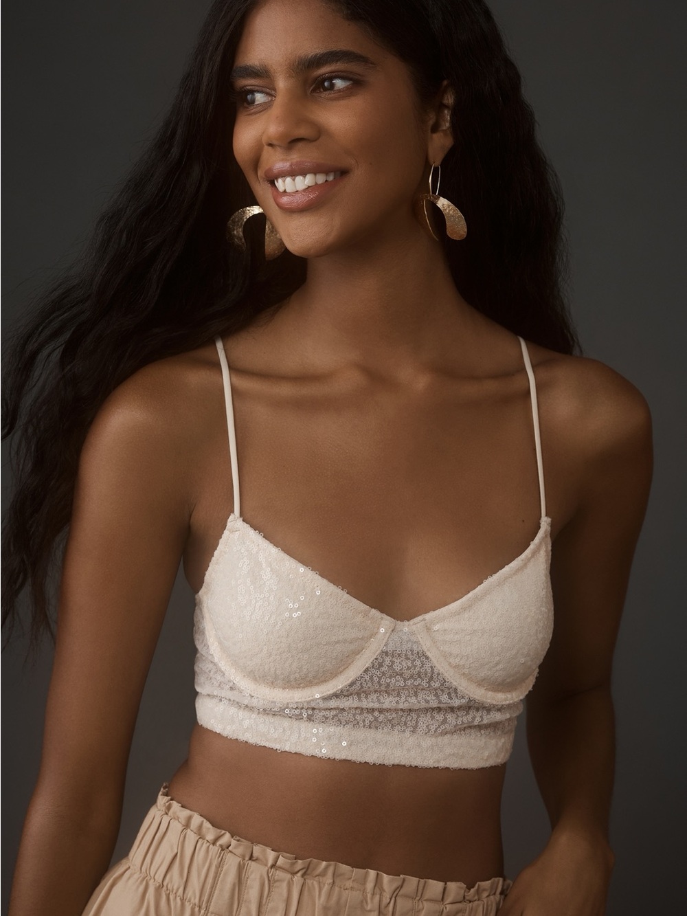 Anthropologie Sequined Crop Bra Top